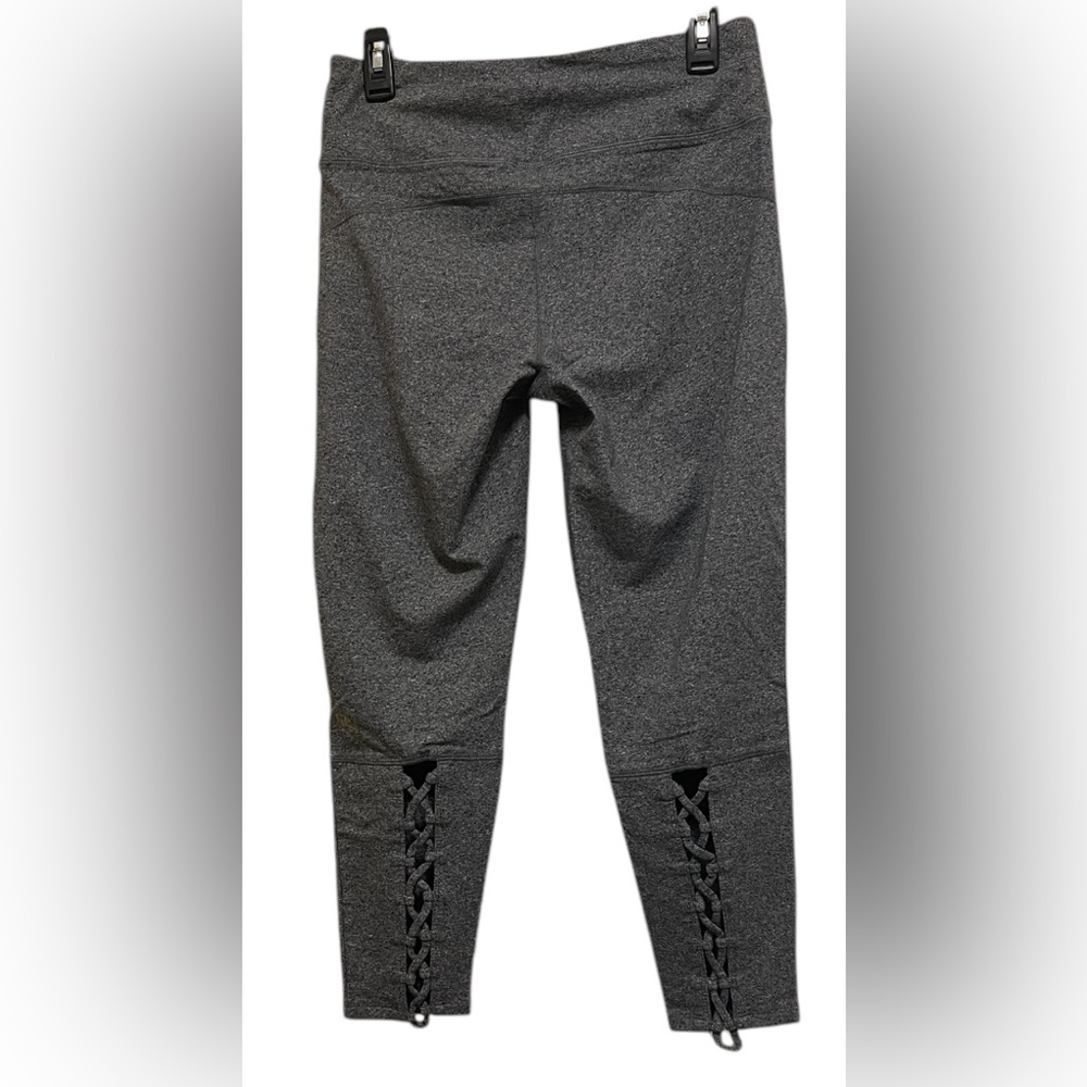 DONNA KARAN ACTIVE LEGGINGS PANTS ANKLE WOMEN CUT OUT BACK COLOR GREY SIZE LARGE - Picture 4 of 14